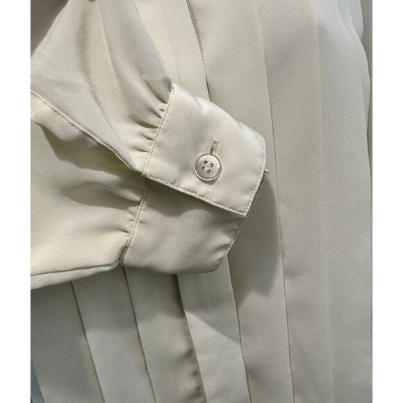 Breckenridge Vintage Ivory Cream Box Pleated Long Sleeve Blouse-Size 10 - Picture 4 of 9